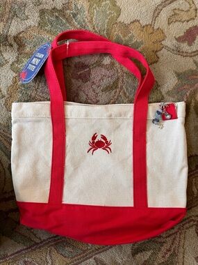 Canvas Mini Tote Bag Red Crab Nautical Beach Charm Small Tote NWT